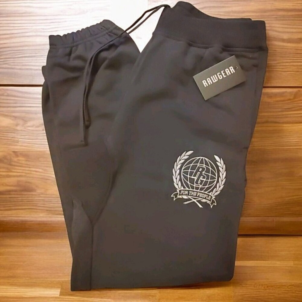 Rawgear‎ Sweatpants Men's Size M Black Drawstring With Embroidered Logo NWT